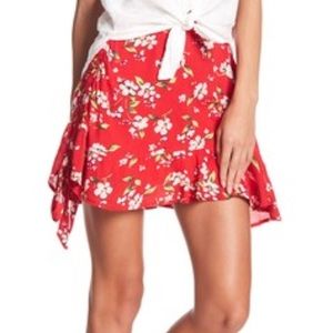 Abound red floral skirt